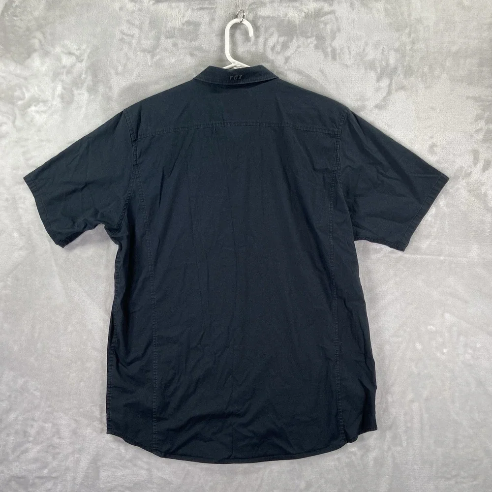 Fox Head Racing Shirt Mens Large Snap Buttons Short Sleeve Utility Pockets Biker